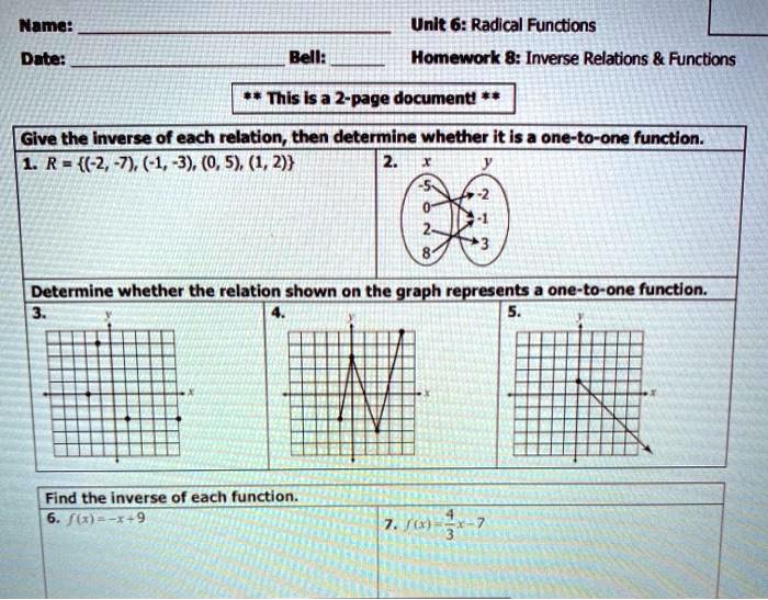 Unit 6 radical functions homework 2 answer key